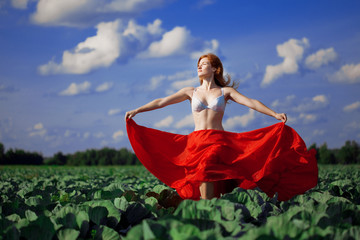 Beautiful girl in a field