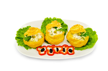 Russian salad served in profiterole