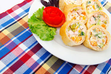 Delicious salad in the plate