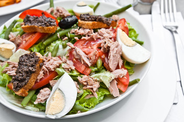 Fresh salmon salad with tomatoes
