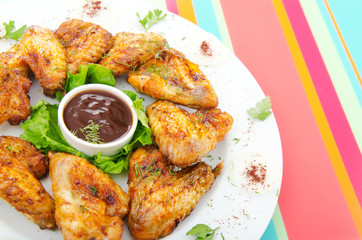 Chicken wings in the plate