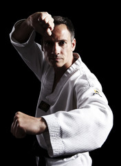 Taekwondo, Fausthaltung, vor schwarz