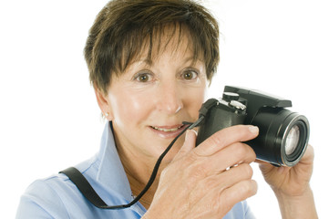 female middle age senior  lady compact digital camera