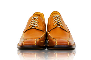 Fashion concept with male shoes on white