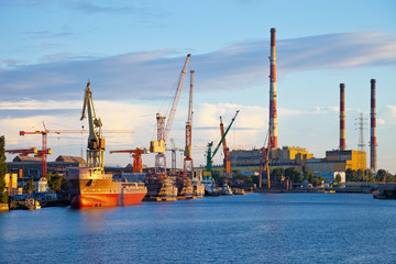 Fototapeta premium Industrial view of the Gdansk Shipyard, Poland.