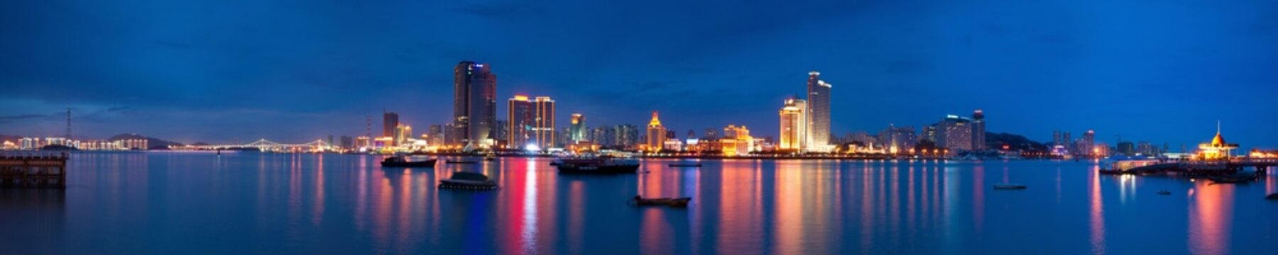Fototapeta Xiamen island night scape panoramic view,fujian province,china