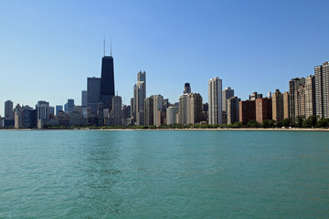 Chicago skyline and Lake Michigan