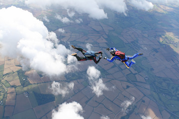 Two skydivers in freefall