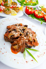 Table served with tasty meals