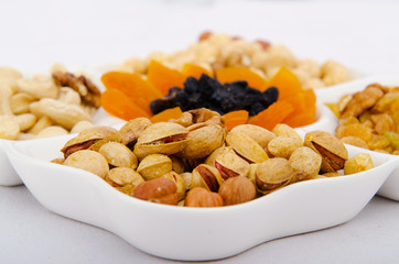 Nut selection served in the plate