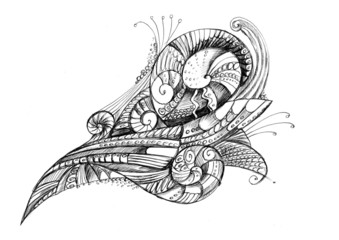 abstract unusual pencil drawing spiral shell