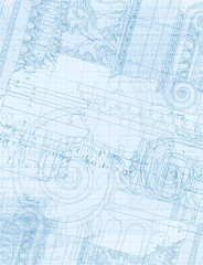 Architecture Blueprint - Hand draw sketch ionic order
