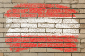 flag of Austria on grunge brick wall painted with chalk