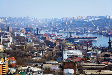 Vladivostok, port in the Golden Horn Bay
