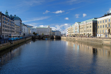 View of the Big Harbor Canal in Gothenburg, Sweden