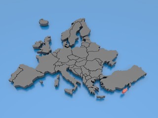 3d rendering of a map of Europe - Cyprus