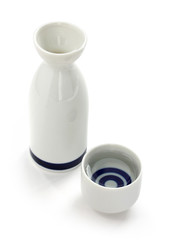japanese traditional sake cup and bottle