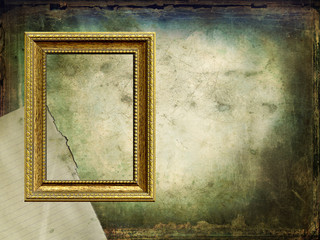 Vecchio foglio di carta, cornice vuota, texture grunge