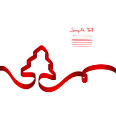 Red Ribbon Christmas Tree & Swirl