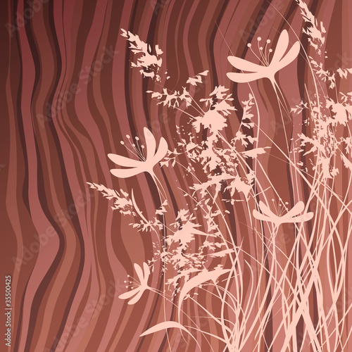 "Flowers at wood background." Stock image and royalty-free vector files