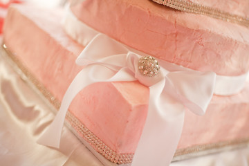 Pink Wedding Cake Close