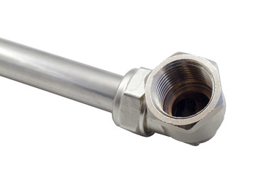 Water pipe threaded elbow union isolated on white