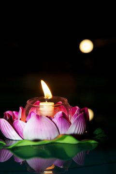 Fiore di ninfea con candela
