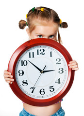 little girl with clock