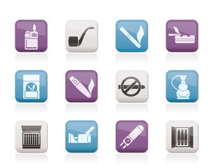 Smoking and cigarette icons - vector icon set