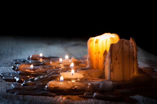 3d Rendering Of A Melting Wax Candle On A Blue Background. Free Image and  Photograph 198357561.