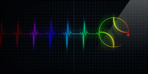 Colorful Heartbeat Monitor with baseball