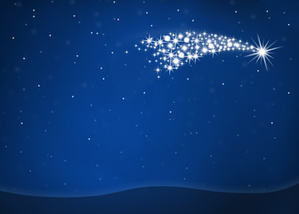 Obraz na płótnie Canvas X-MAS *** spadająca gwiazda - niebieskie tło