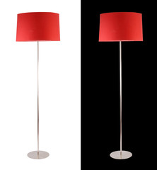 Modern red floor lamp isolated over white and black backgrounds - 35508001