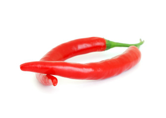 Red hot chili peppers isolated on white background