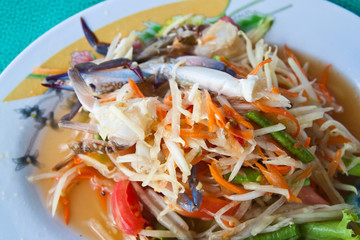 Thai papaya salad with  horse crab