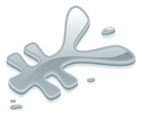 Liquid silver metal Yen symbol sign