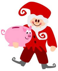 Weihnachtsmann mit Sparschwein