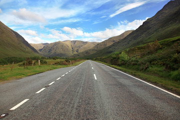 Road in North part of  Scotland end of Loch Shiel, UK