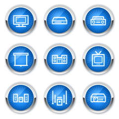 Audio video  web icons, blue buttons