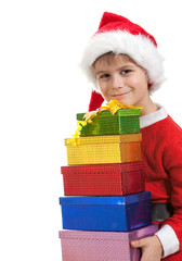 Boy holding a christmas gift