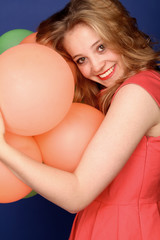 Obraz na płótnie Canvas Frau mit Luftballons