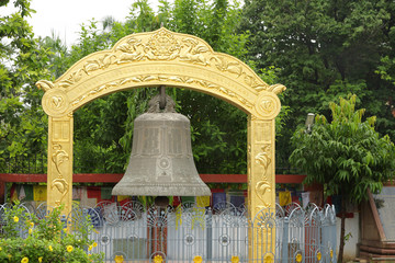 A large beautiful bell at at Mulagandhakuti Vihara temple