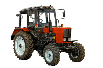 New red tractor over white, with clipping path