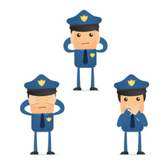 set of funny cartoon policeman