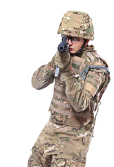 Modern soldier with rifle