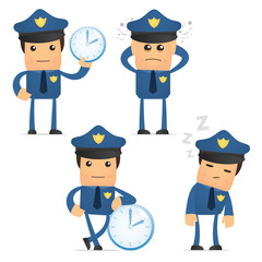 set of funny cartoon policeman