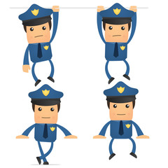 set of funny cartoon policeman