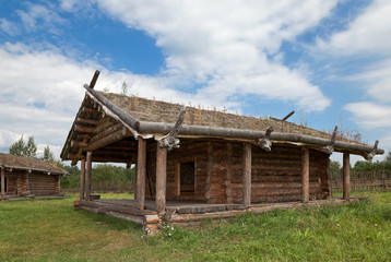 Ancient traditional russian wooden house