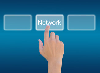 hand pushing a button on a touch screen interface