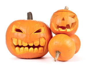 Halloween pumpkins isolated on white background